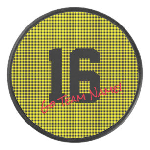 Sportnummer Zwart Goud Go Team Naam! lol Hockey Puck