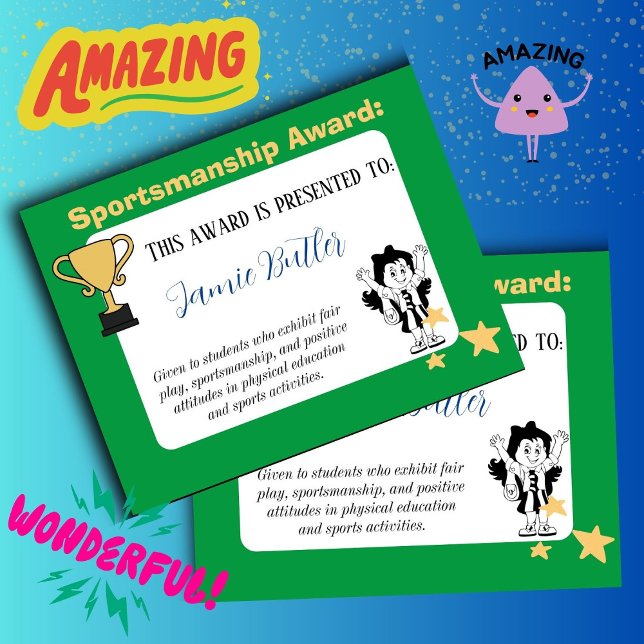 Sportprijs sportsmanship klasse certificaat (Amazing)