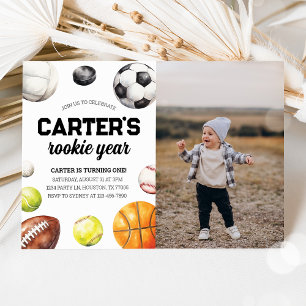 Sports 1er Anniversaire Photo Invitation