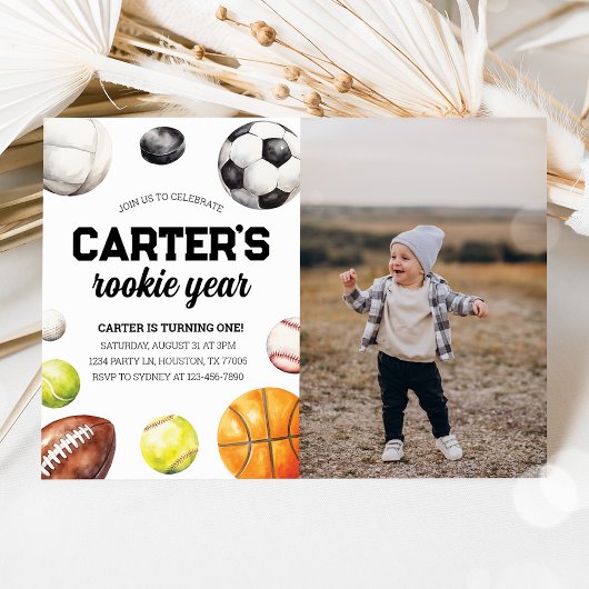 Sports 1er Anniversaire Photo Invitation