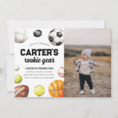 Sports 1er Anniversaire Photo Invitation (Devant)