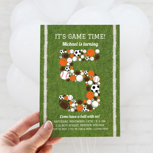 Sports 5e anniversaire Invitation de fête