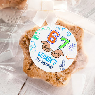 Sports 6 7 Meme Trend Six Seven Birthday Party Ronde Sticker