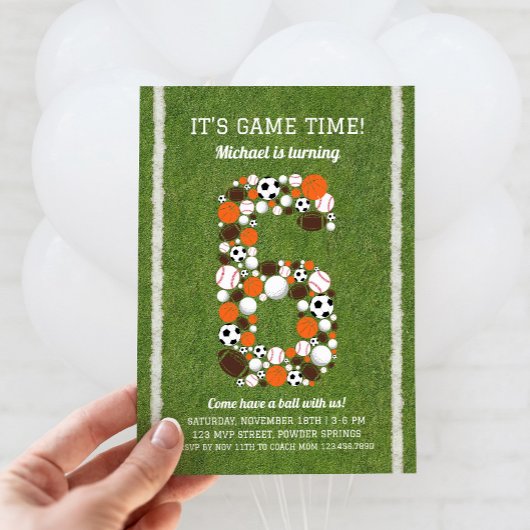 Sports 6e anniversaire Fête Invitation