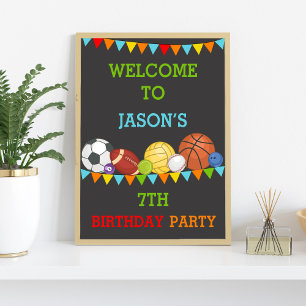 Sports Affiche de bienvenue fête d'anniversaire