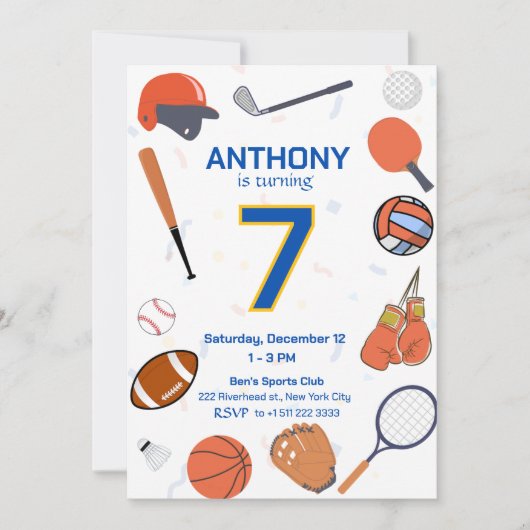 Sports All-Star Anniversaire Bash 3 Invitation (Devant)