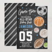 Sports All-Star Anniversaire Fête Invitation (Devant / Derrière)