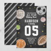 Sports All-Star Anniversaire Fête Invitation (Devant / Derrière)