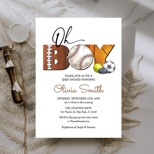 Sports All Star Baby shower Invitation