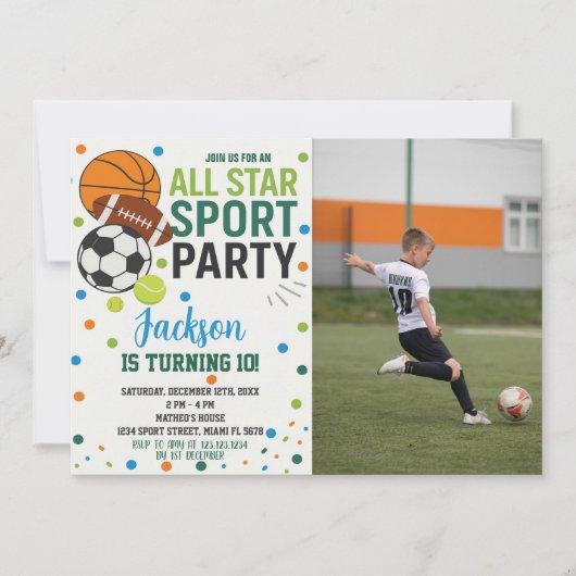 Sports All-Stars Invitation Anniversaire (Devant)