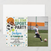 Sports All-Stars Invitation Anniversaire (Devant / Derrière)