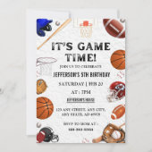 Sports Anniversaire Invitation Baseball Basketball (Devant)