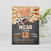 Sports anniversaire invitation Football de base-ba (Debout devant)