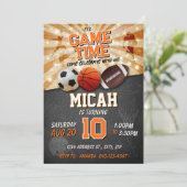 Sports anniversaire invitation Football de basket- (Debout devant)