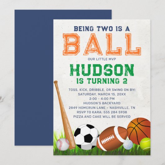 Sports Ball Anniversaire Fête Invitation (Devant / Derrière)