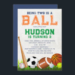 Sports Ball Anniversaire Fête Invitation<br><div class="desc">Invitations vos amis à lancer,  donner un coup de pied,  dribble ou passer par pour célébrer à votre fête d'anniversaire! C'est l'invitation parfaite pour tout enfant qui aime le sport !</div>