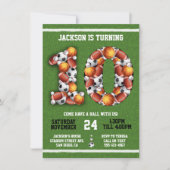 Sports Balles à thème 10e anniversaire Invitation  (Devant)