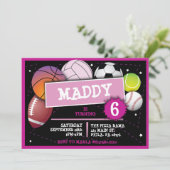 SPORTS BALLES FILLES Invitation fête d'anniversair (Debout devant)