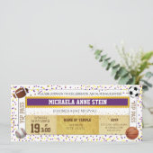 Sports bat mitzvah Invitation de ticket à thème (Debout devant)