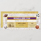 Sports bat mitzvah Invitation de ticket à thème (Devant / Derrière)