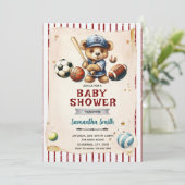 Sports Bearly Wait Baby Shower Invitation (Debout devant)