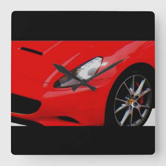~Sports Car~ WALLCLOCK, AANPASSEN IT! Vierkante Klok (Voorkant)