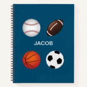 " SPORTS" CARNET SPIRAL AVEC NOM D'ENFANT. (Devant)