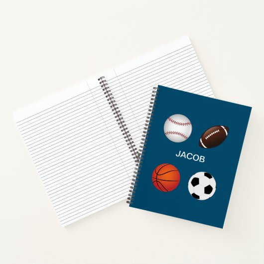 " SPORTS" CARNET SPIRAL AVEC NOM D'ENFANT. (Intérieur)