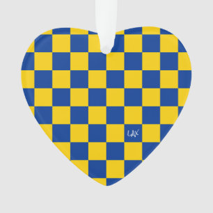 Sports Checkerboard INITIALES Blue Yellow Fan Club