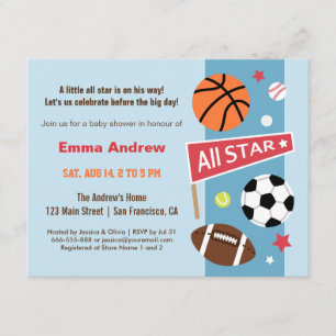 Sports colorés Thème Baby Shower Invitations