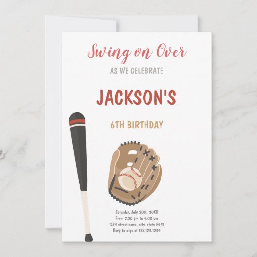 Sports de baseball Invitation d'anniversaire (Devant)