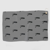 Sports Femme Noir Golfer Silhouette Golf Serviette (Horizontal)