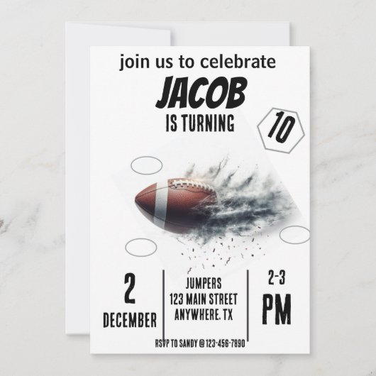 Sports Flying Football Anniversaire Invitation (Devant)