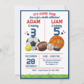 Sports Game Time All-Star Birthday Party Kaart (Voorkant)