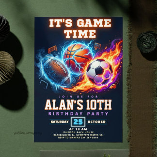 Sports Game Time Birthday Party - All Element Kaart