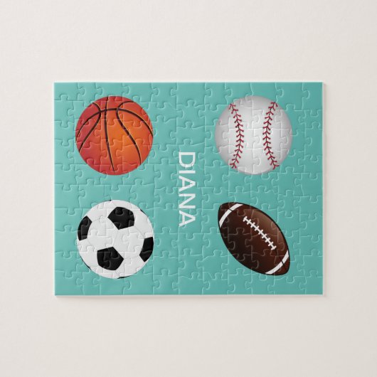 " SPORTS " GEPUBLICEERD MET DE NAAM VAN HET KIND. LEGPUZZEL (Horizontaal)