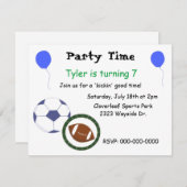 Sports Invitation à la fête à thème (Devant / Derrière)