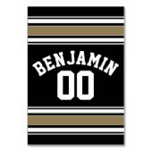 Sports Jersey Black and Gold Stripes Name Number Kaart (Voorkant)