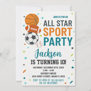 Sports modernes Invitation d'anniversaire