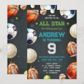 Sports personnels Anniversaire Invitation imprimab (Devant / Derrière)