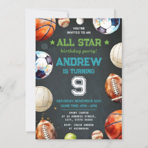 Sports personnels Anniversaire Invitation imprimab