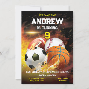 Sports personnels Anniversaire Invitation imprimab