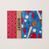 SPORTS Persoonlijke naam Baseball Fan Fun Pattern Legpuzzel (Horizontaal)