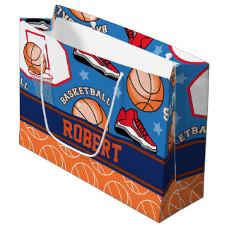SPORTS Persoonlijke naam Basketball Fan Fun Patter Large Cadeautasje