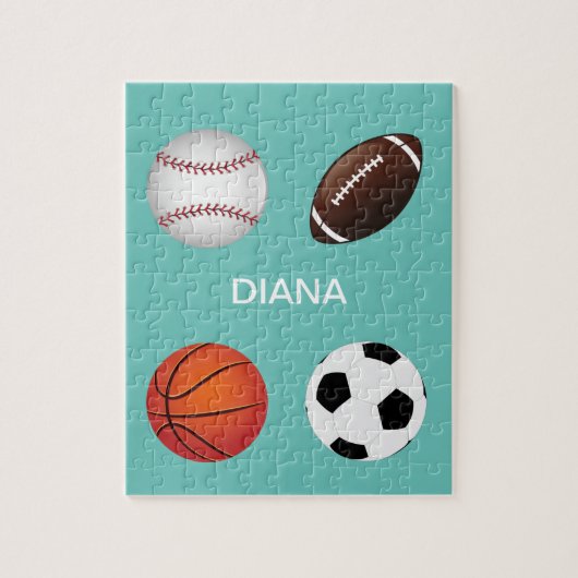 "SPORTS" PUZZLE AVEC NOM D'ENFANT. (Vertical)