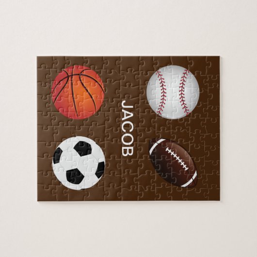 "SPORTS" PUZZLE AVEC NOM D'ENFANT. (Horizontal)