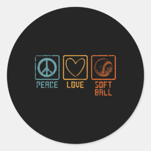 Sports Softll Speler Hippie Vredesteken Liefde Sof Ronde Sticker