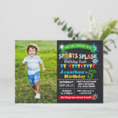 Sports splash verjaardagsfeest zomer water kaart (Staand voorkant)