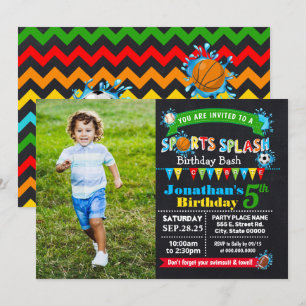 Sports splash verjaardagsfeest zomer water kaart
