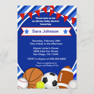 Sports Sport Invitation Baby shower Boy